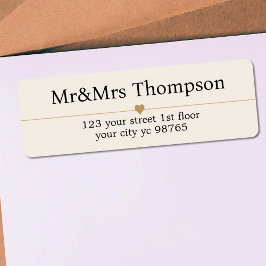 Elegante luxe witte gouden hart lijn bruiloft etiket