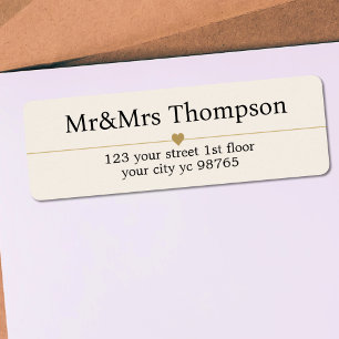 Elegante luxe witte gouden hart lijn bruiloft etiket