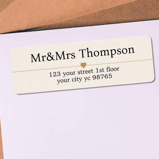 Elegante luxe witte gouden hart lijn bruiloft etiket