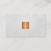 Elegante luxe witte lederen koperen gouden monogra visitekaartje (Voorkant)