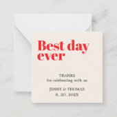 Elegante luxe witte rode bruiloft Dank u Notitiekaartje (Voorkant)