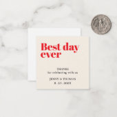 Elegante luxe witte rode bruiloft Dank u Notitiekaartje (Voorkant / Achterkant in situ)