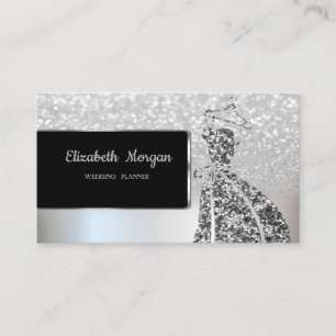 Elegante luxe zilveren glitter bokeh ombre jurk visitekaartje