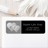 Elegante luxe, zilveren glitter harten, monogram etiket (Insitu)