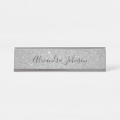 Elegante luxe zilveren glitter Sparkle Modern Bureau Naambordje (Voorkant)