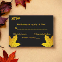 Elegante luxe zwart en goud bladeren herfst bruilo