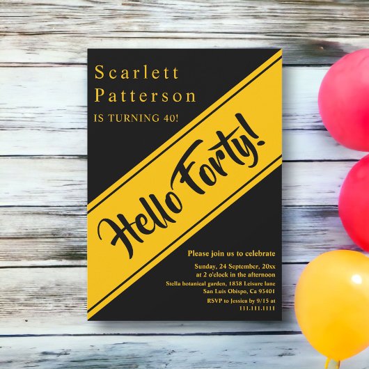 Elegante luxe zwart en goud chique 40e verjaardag kaart