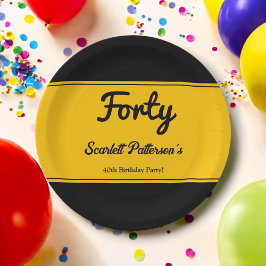 Elegante luxe zwart en goud chique 40e verjaardag papieren bordje