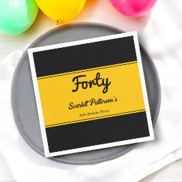 Elegante luxe zwart en goud chique 40e verjaardag servet