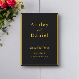 Elegante luxe zwart en goud minimale bruiloft save the date