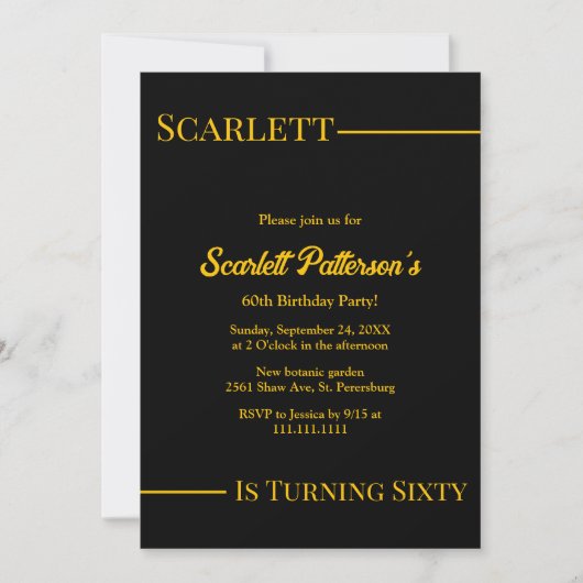 Elegante luxe zwart en goud moderne verjaardag kaart (Voorkant)