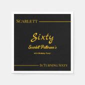 Elegante luxe zwart en goud moderne verjaardag servet (Voorkant)