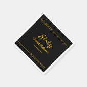 Elegante luxe zwart en goud moderne verjaardag servet (Hoek)