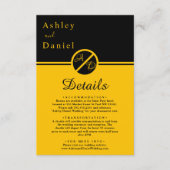 Elegante luxe zwart en goud monogram bruiloft informatiekaartje (Voorkant)