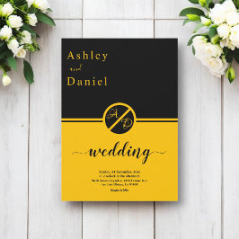 Elegante luxe zwart en goud monogram bruiloft kaart