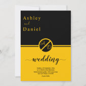 Elegante luxe zwart en goud monogram bruiloft kaart (Voorkant)