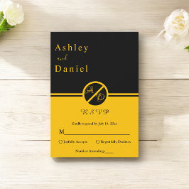 Elegante luxe zwart en goud monogram bruiloft RSVP kaartje