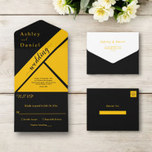 Elegante luxe zwart en goud vergulde chique bruilo