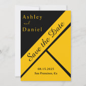 Elegante luxe zwart en goud vergulde chique bruilo save the date (Voorkant)