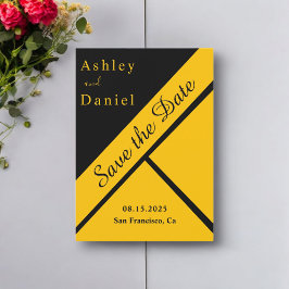 Elegante luxe zwart en goud vergulde chique bruilo save the date