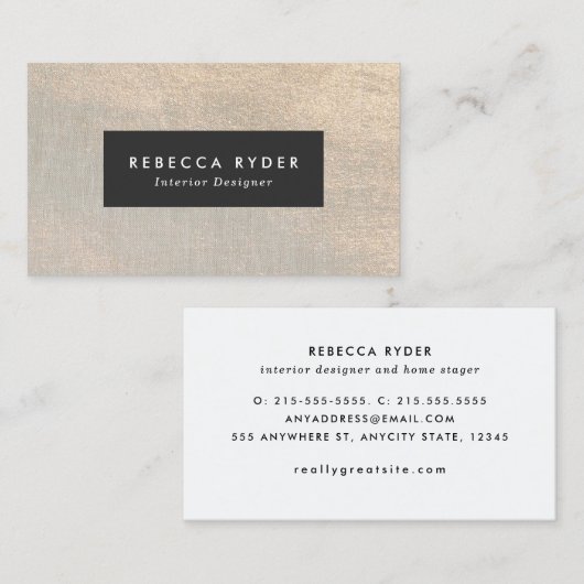 Elegante luxe zwart faux goud subtiele glitter visitekaartje (Voorkant / Achterkant)