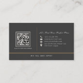Elegante luxe zwart goud vastgoed QR-code Visitekaartje (Achterkant)