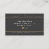 Elegante luxe zwart goud vastgoed QR-code Visitekaartje (Voorkant)