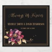 Elegante luxe zwart gouden bordeaux Waterverf Sparkling Wijnetiket (Enkel label)