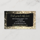 Elegante luxe zwart gouden sprankelende glitter visitekaartje (Achterkant)