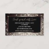 Elegante luxe zwart gouden sprankelende glitter visitekaartje (Achterkant)