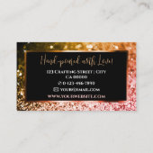 Elegante luxe zwart Sinaasappel sprankelende glitt Visitekaartje (Achterkant)