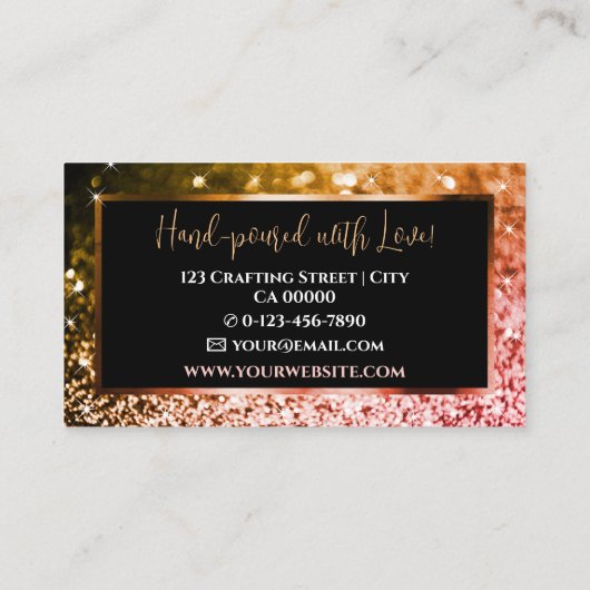 Elegante luxe zwart Sinaasappel sprankelende glitt Visitekaartje (Achterkant)