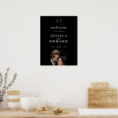 Elegante luxe zwart-wit monogram foto bruiloft poster (Keuken)