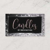 Elegante luxe zwart zilver sprankelende glitter visitekaartje (Voorkant)