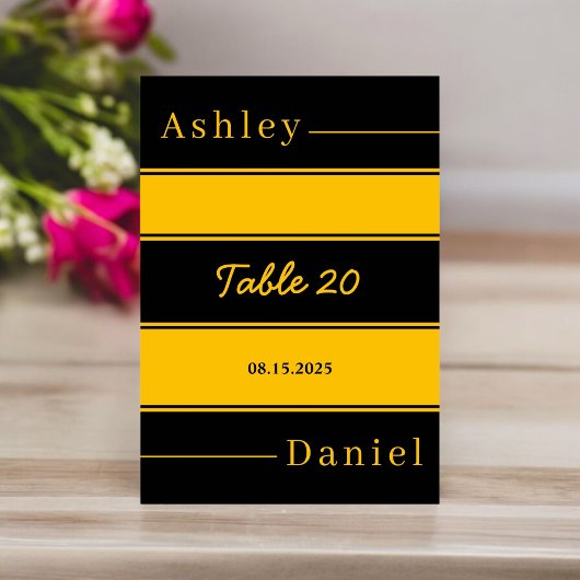 Elegante luxe zwarte en gouden strepen Chic bruilo Kaart