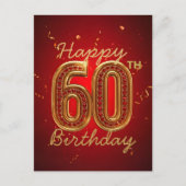Elegante Luxueuze Robijn Rode en Gouden 60e Verjaa Briefkaart (Voorkant)
