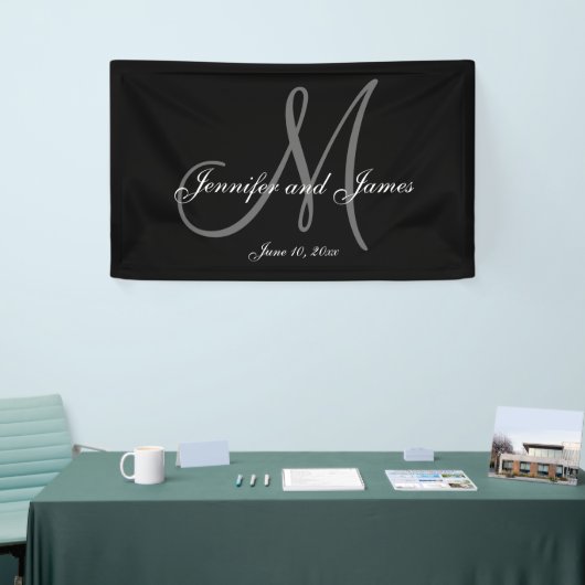 Elegante M Monogram Trouwbanner Spandoek (Beurs)