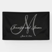 Elegante M Monogram Trouwbanner Spandoek (Horizontaal)
