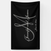 Elegante M Monogram Trouwbanner Spandoek (Verticaal)