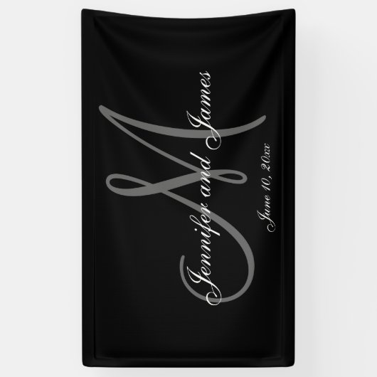 Elegante M Monogram Trouwbanner Spandoek (Verticaal)