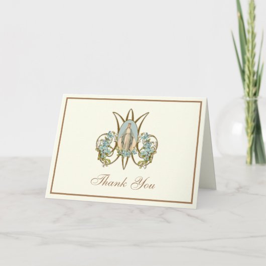 Elegante Maagd Maria Religieus Katholiek Bloemmoti Feestdagen Kaart (Voorkant)