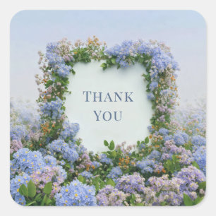 Elegante Maagdenpalm Blauw Oranje Wilde Bloemenwei Vierkante Sticker