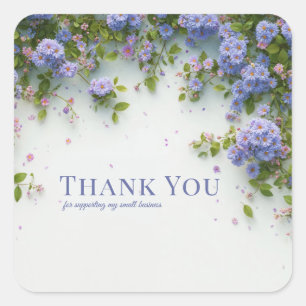 Elegante Maagdenpalm Blauw Roze Aster Bloemboog Vierkante Sticker