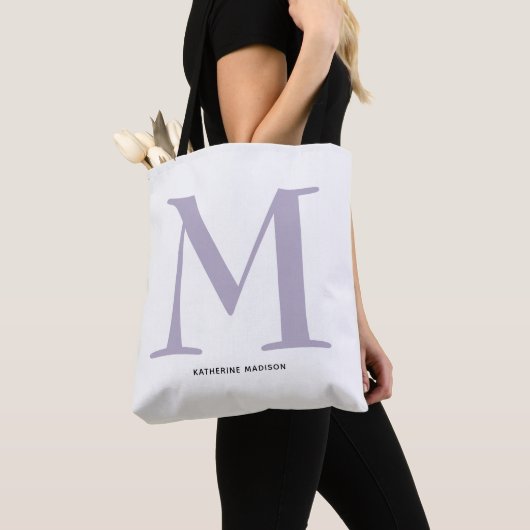 Elegante Maagdenpalm Monogram Naam Tote Bag (Dichtbij)
