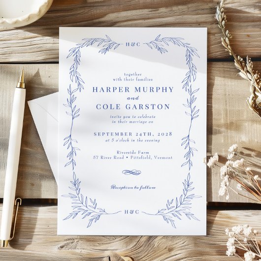 Elegante maagdenpalm wijnstok groen Lijst bruiloft Kaart