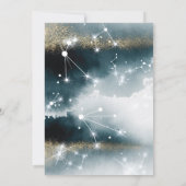 Elegante Maan Blauw Goud Sterren Bruiloft Kaart (Achterkant)