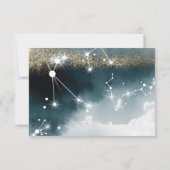 Elegante Maan Blauw Goud Sterren Bruiloft RSVP Kaartje (Achterkant)