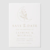 Elegante maan en gouden sterren redden de datum vellum uitnodigingen (Voorkant)