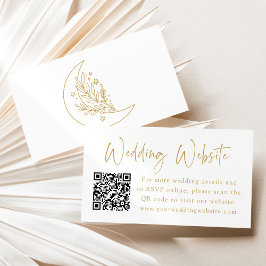 Elegante maan en sterren gouden bruiloft website informatiekaartje