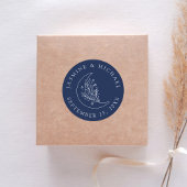 Elegante maan en sterren marine bruiloft gunst ronde sticker